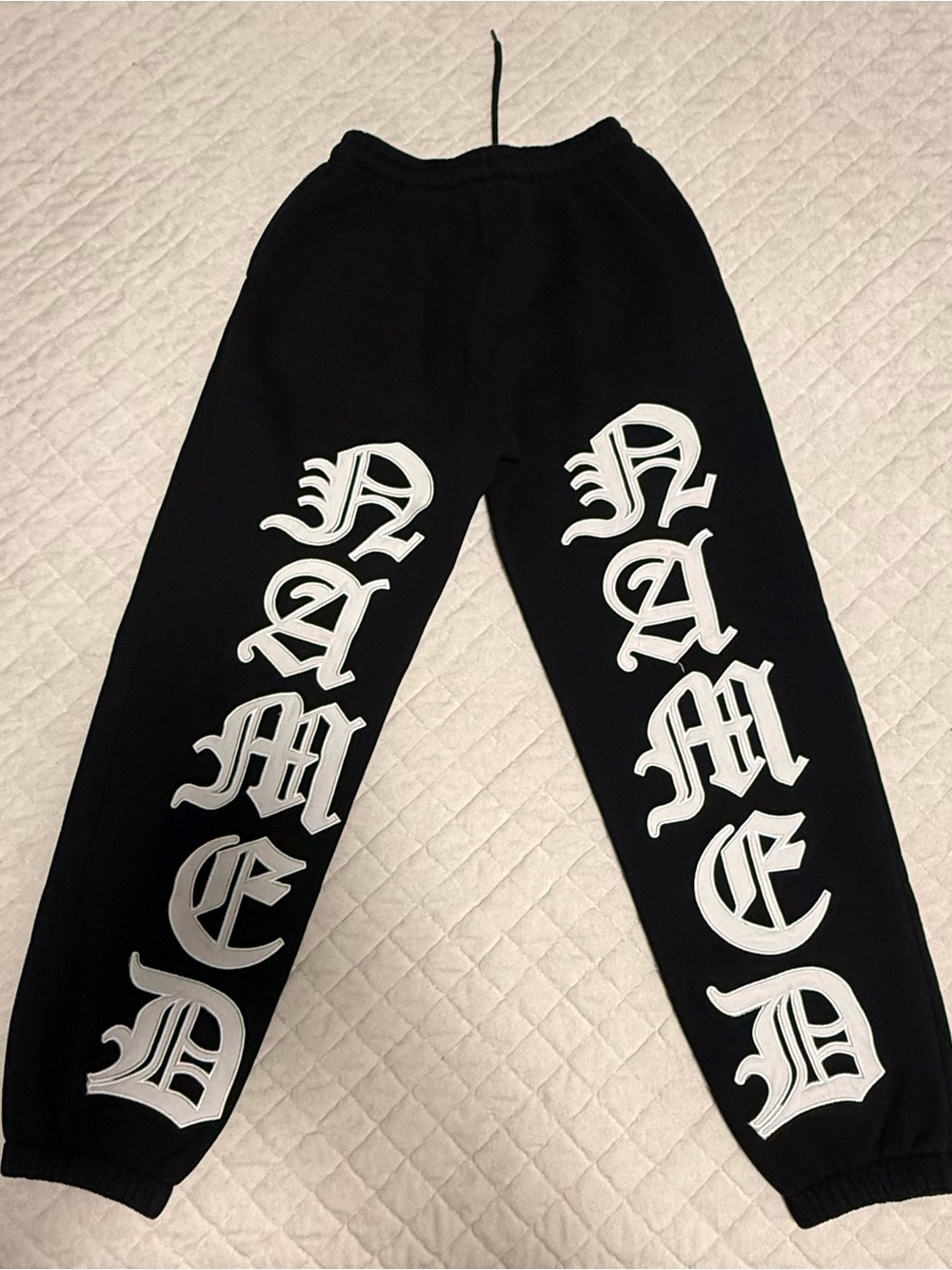 Named Collective Black Graphic Sweatpants Size Small Gothic Logo Joggers